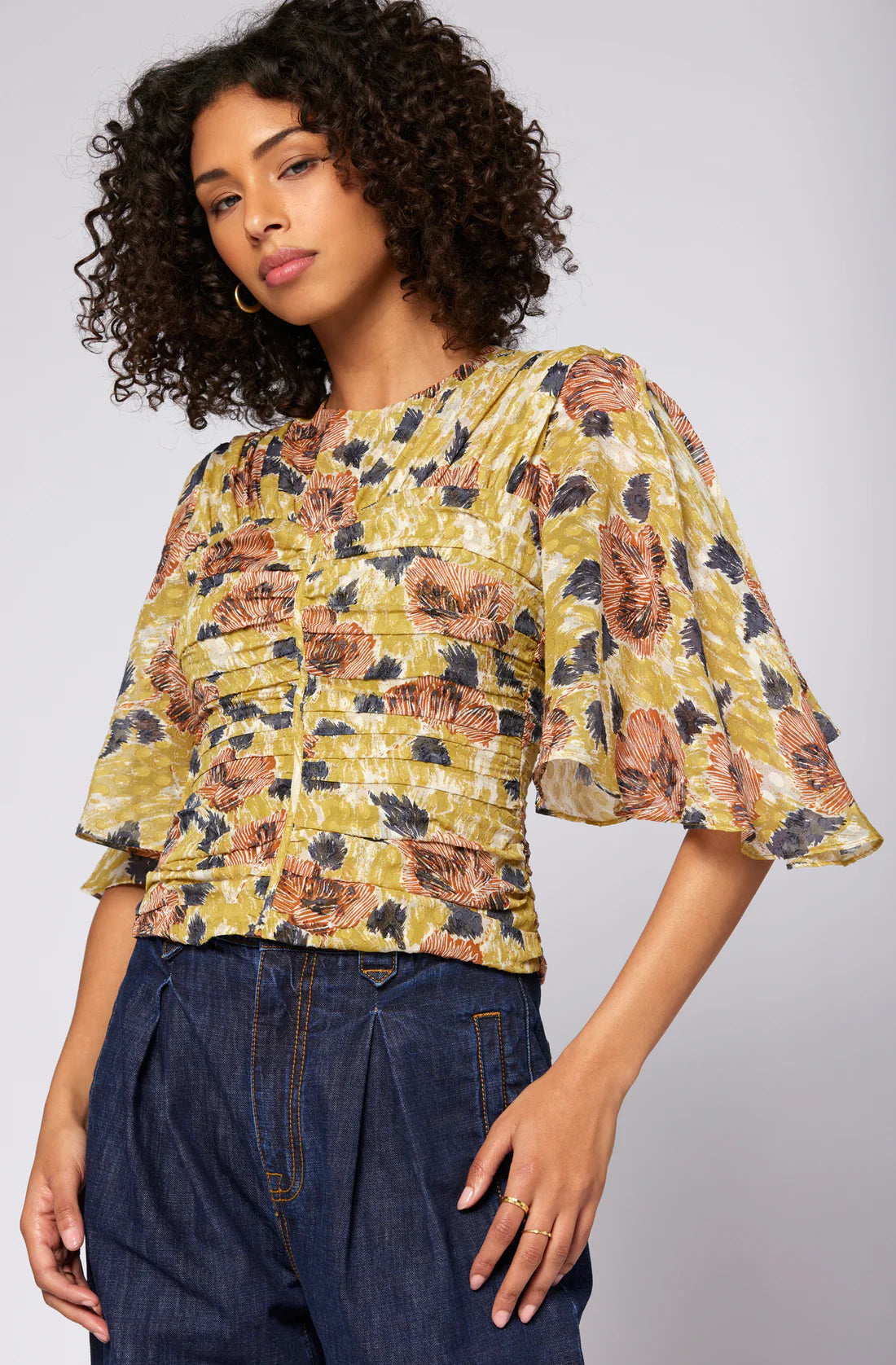 Joie Foster Blouse Ecru Olive Multi