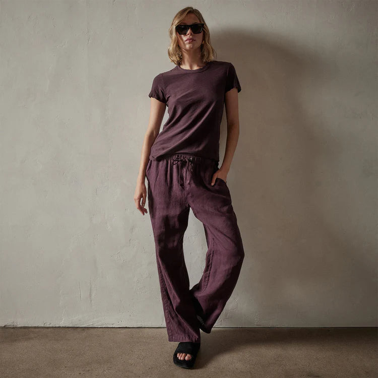 James Perse Sheer Slub Crew Neck Tee Eggplant