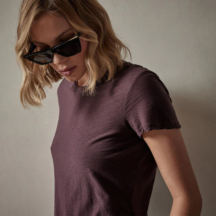 James Perse Sheer Slub Crew Neck Tee Eggplant