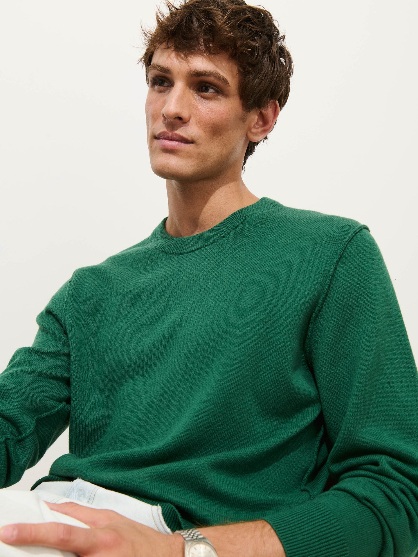 Alex Mill Reverse Seam Crew Wool/Cotton Evergreen