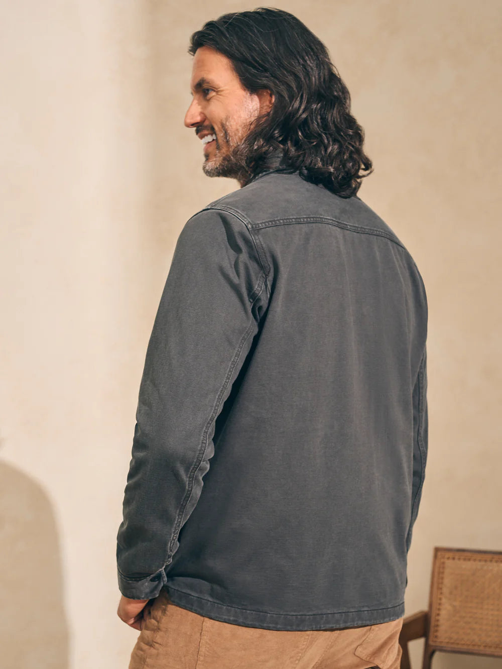 Faherty Jersey Shirt Jacket Faded Charcoal