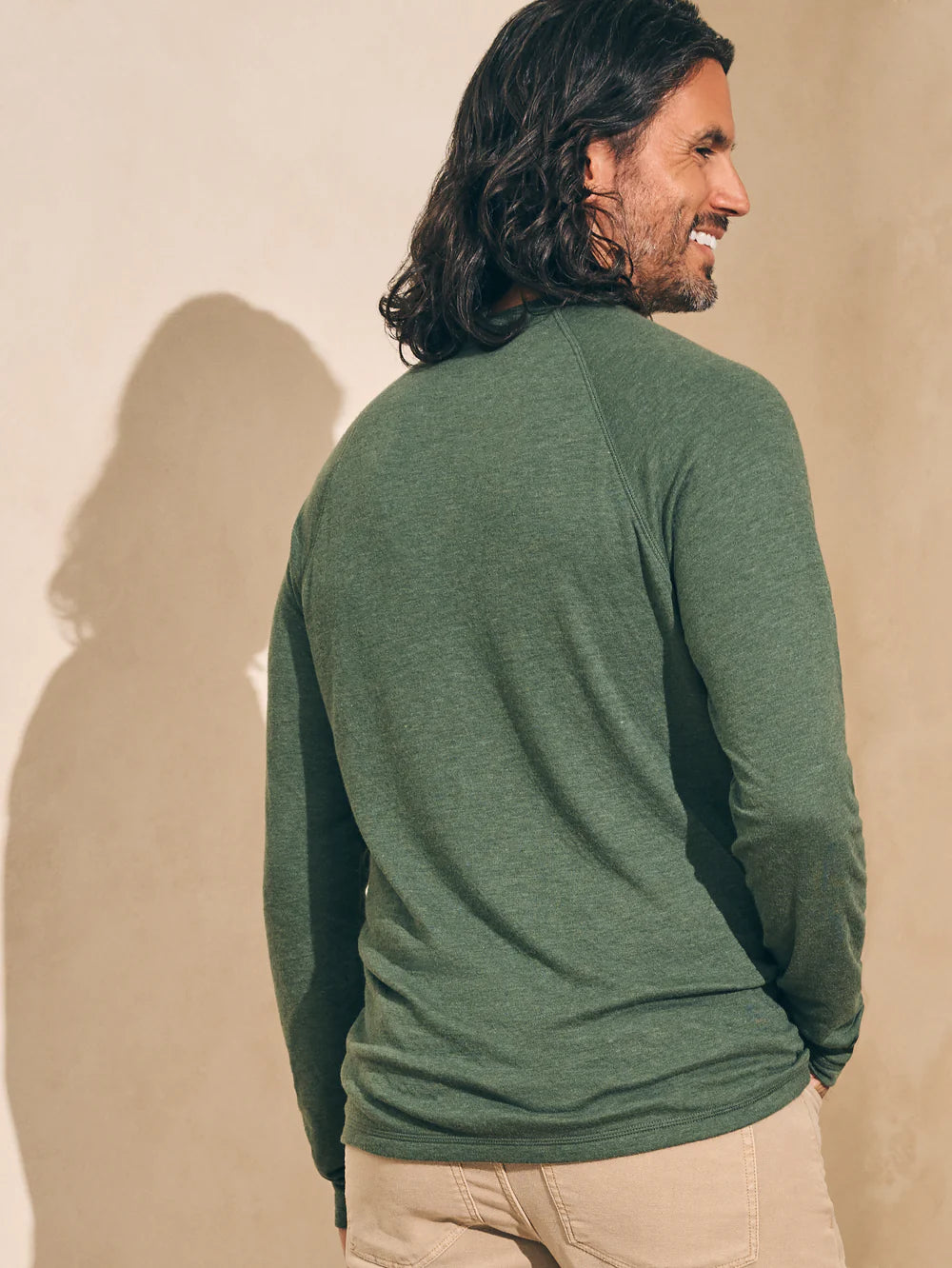Faherty Cloud LS Henley Deep Fern Heather