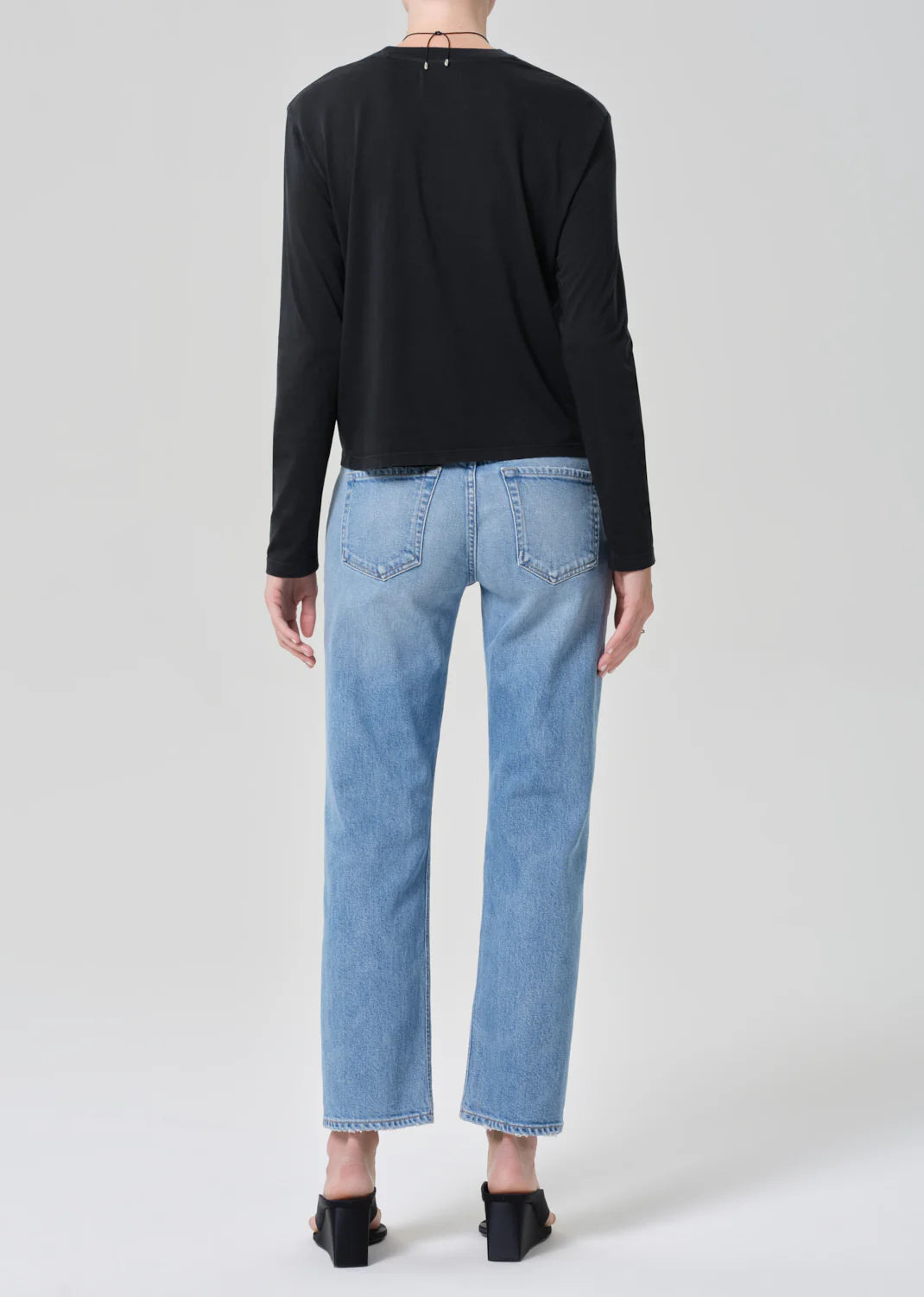 Citizens of Humanity Anissa jeans in Flutter wash shown from behind, featuring a relaxed straight leg fit and cropped length.