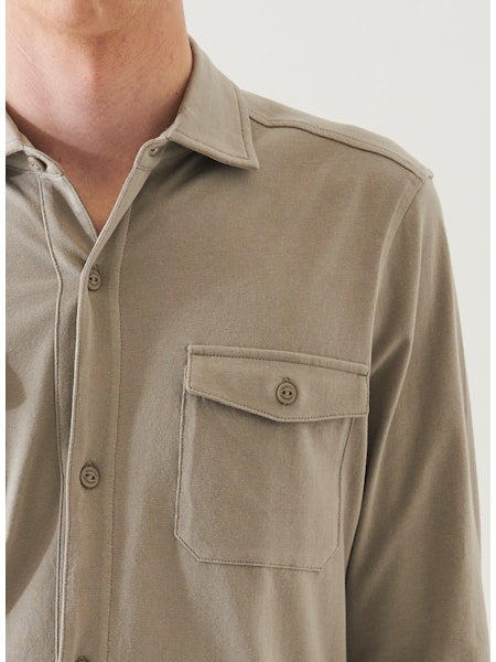 Patrick Assaraf LS Pima Flap Pkt Overshirt Fog