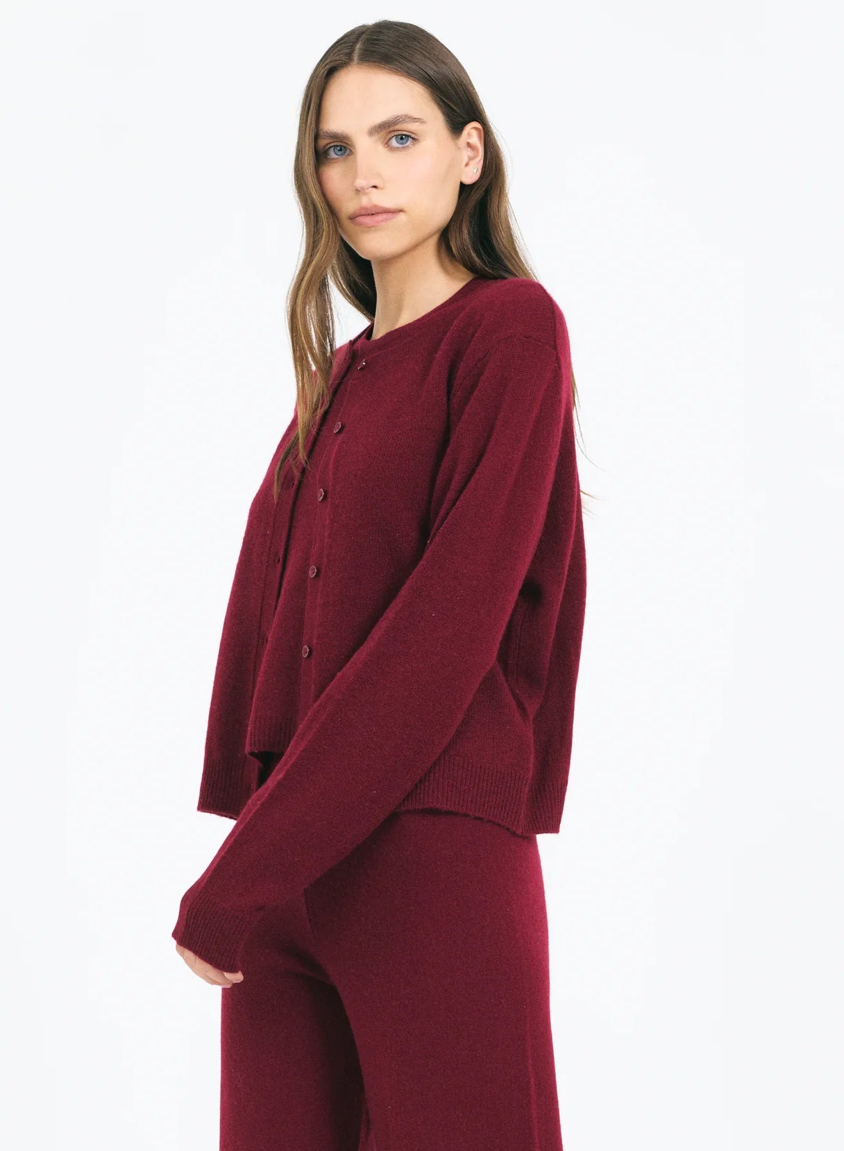 One Grey Day Forbes Cashmere Cardigan Currant