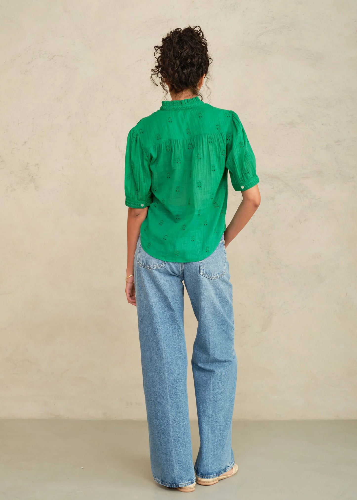 MABE Frani Embroidered SS Top Green