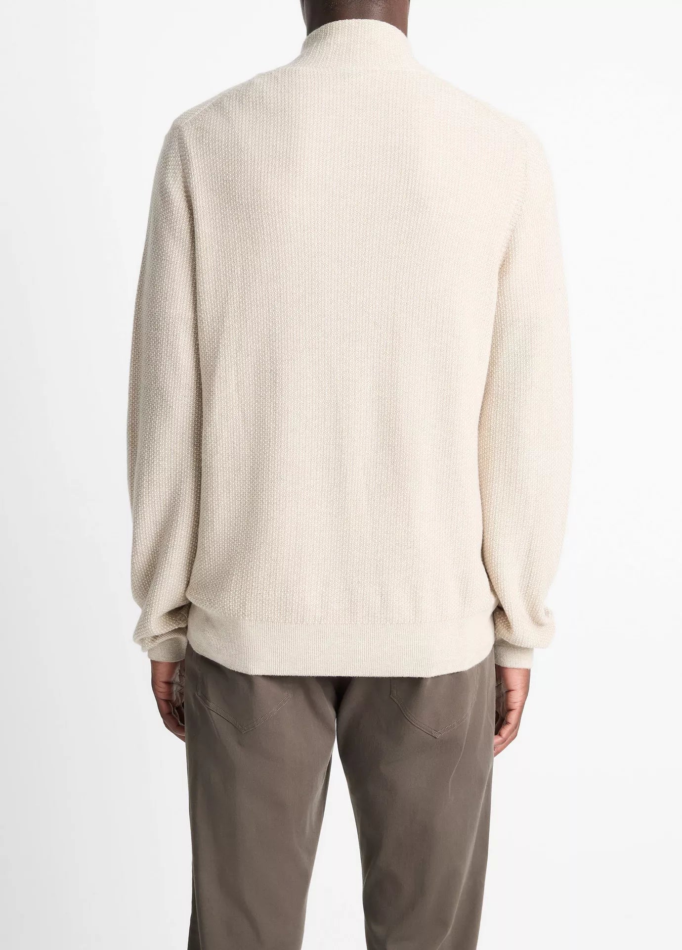 Vince Geo Jacquard LS 1/4 Zip British Khaki/Classic Cream
