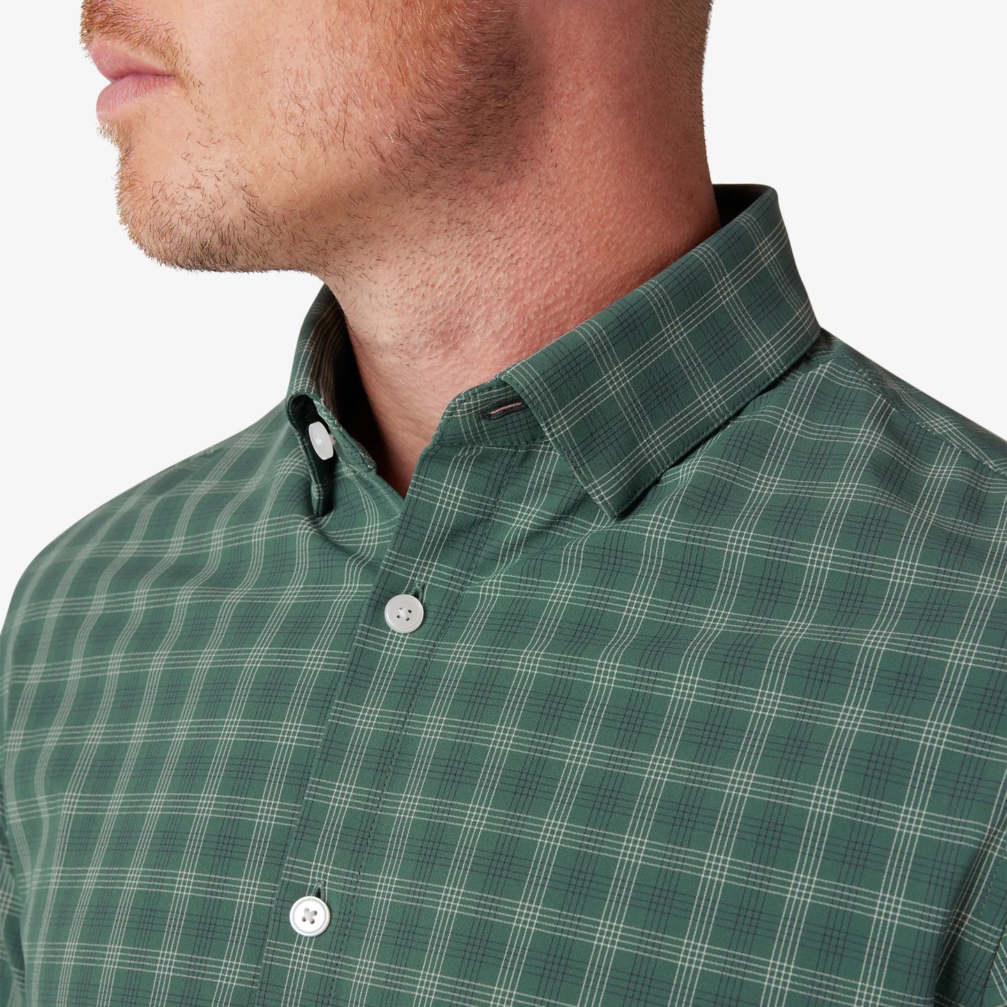 Mizzen + Main Leeward LS Dress Shirt Bistro Green Dallas Plaid