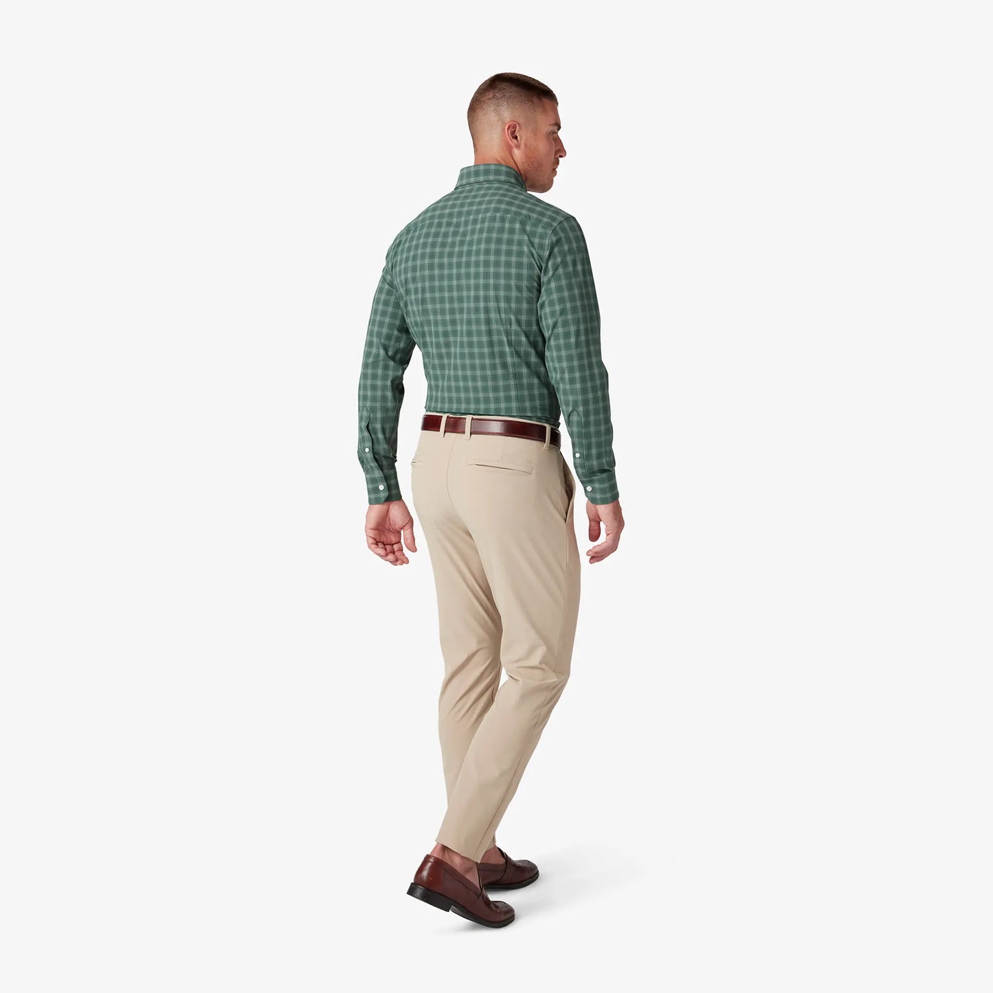 Mizzen + Main Leeward LS Dress Shirt Bistro Green Dallas Plaid
