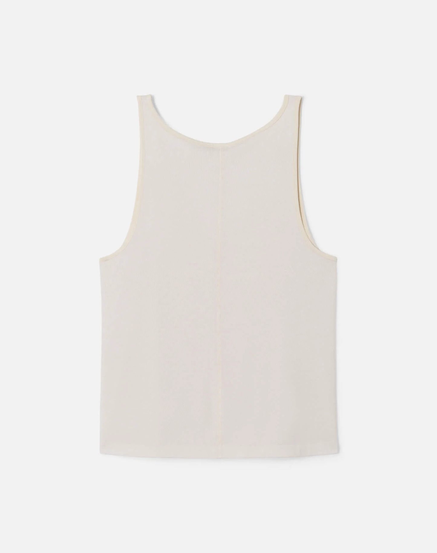 Re/Done slim fit sleeveless tank top with classic scoop neckline in neutral beige tone