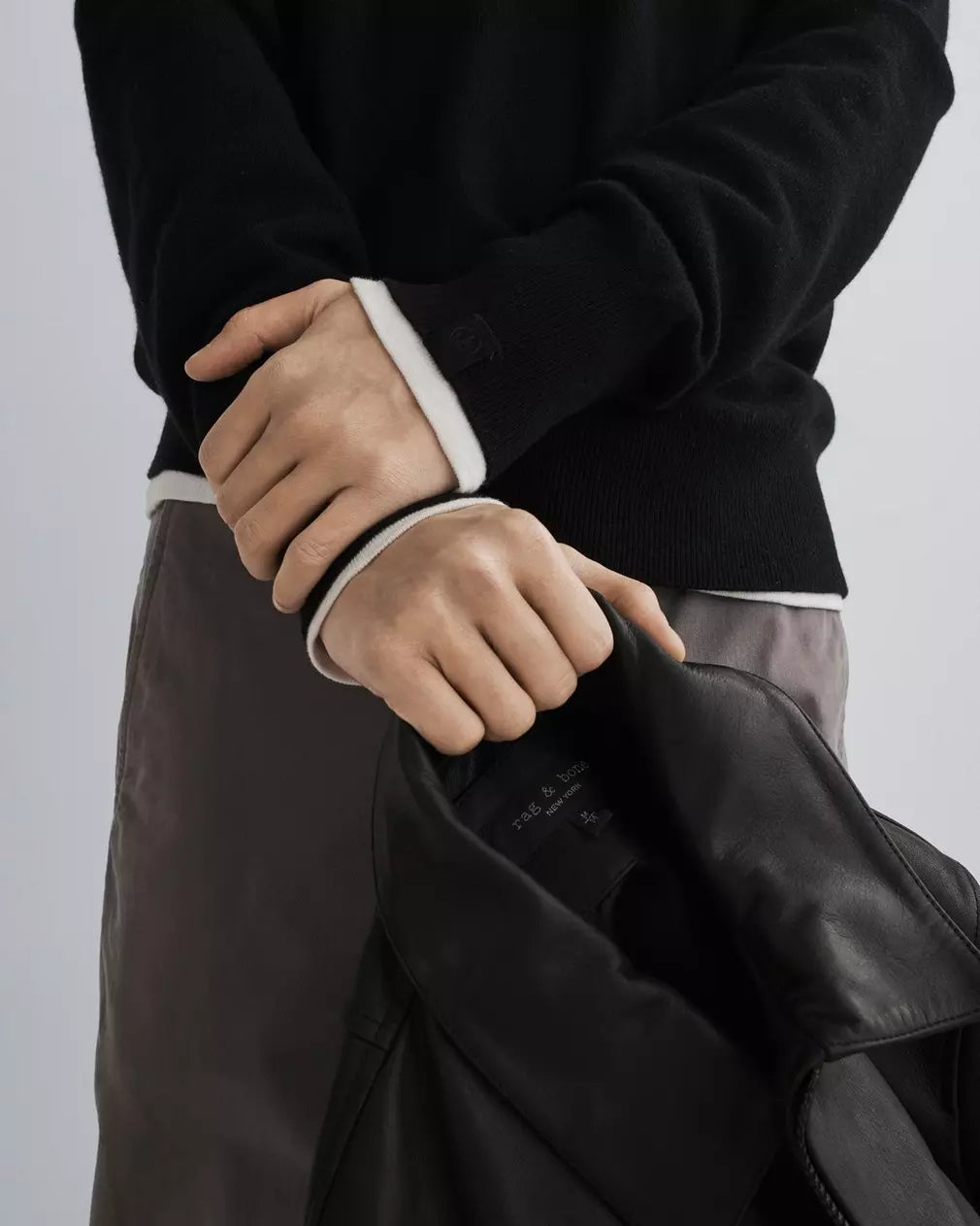 Rag & Bone Lightweight Harding Cashmere Crew Black