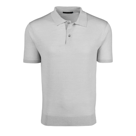 Greyson Napeague SS Sweater Polo Lt Grey Heather