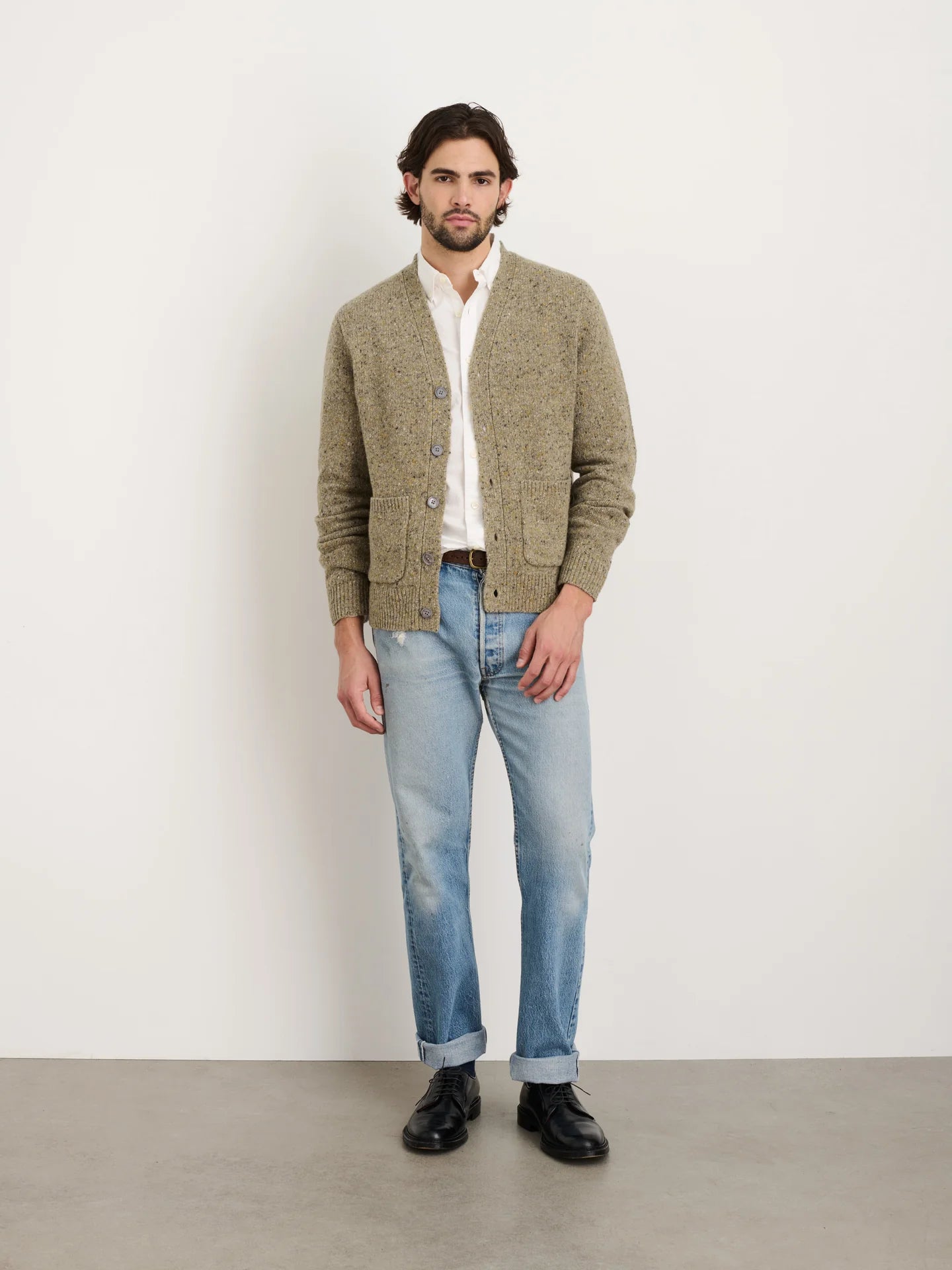 Alex Mill Hockney Cardigan in Grassland Donegal Wool