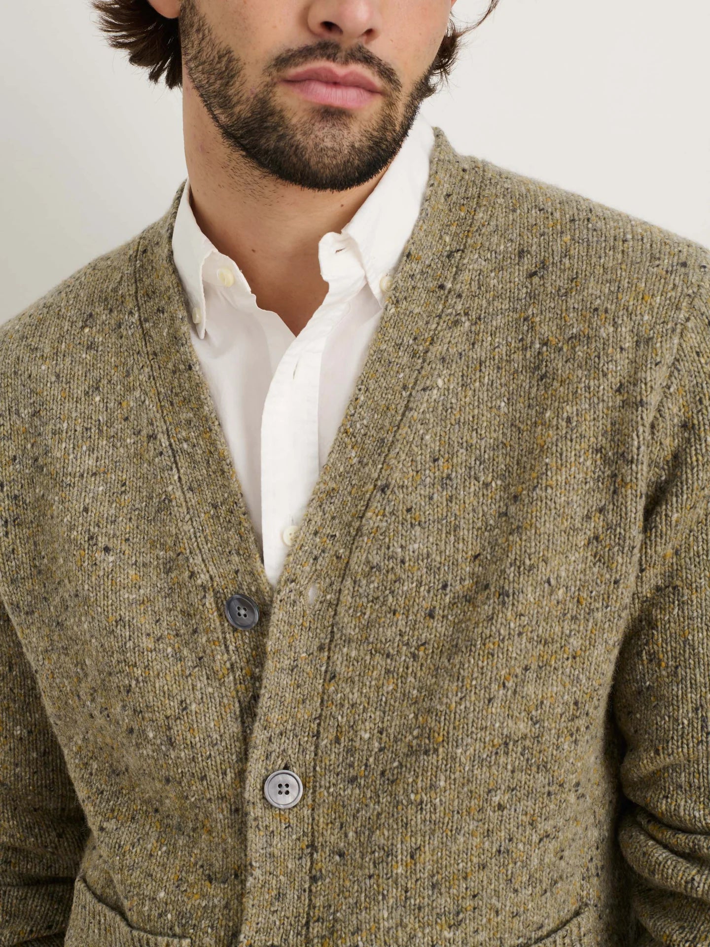 Alex Mill Hockney Cardigan in Grassland Donegal Wool
