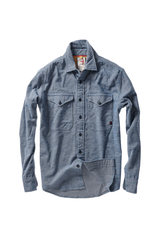 Relwen Utility Workshirt Blue/Wht/Navy Houndstooth