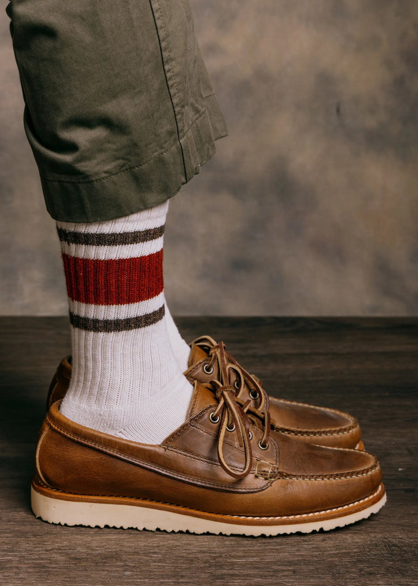 American Trench Retro Stripe Rust/Brown Heather