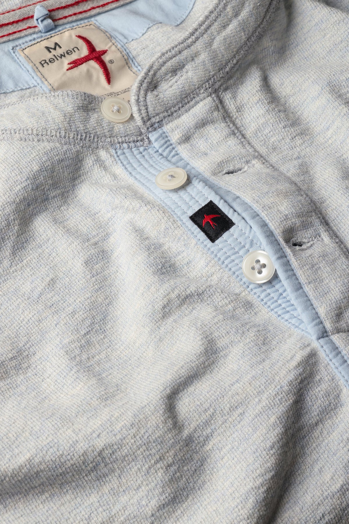 Relwen Slub Jersey Henley Ice Blue