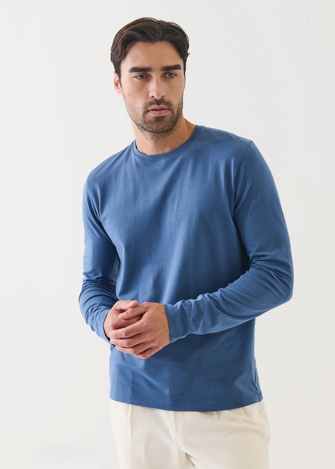 Patrick Assaraf LS Iconic Pima Stretch Crew Indigo