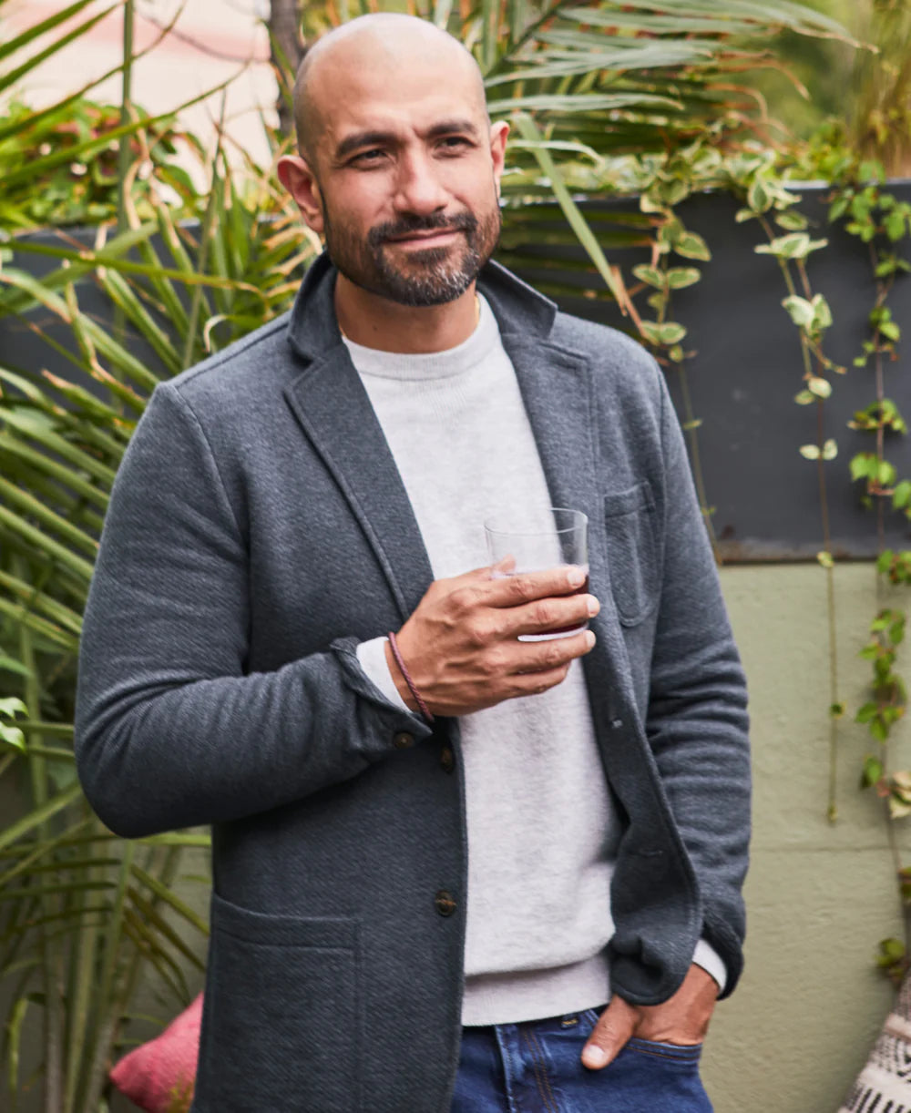 Faherty Inlet Knit Blazer Black Sky Melange