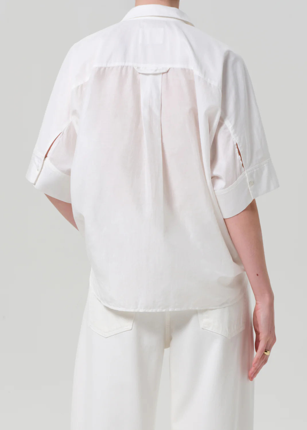 Citizens of Humanity Claire Shirt w/ Lace Inset in White