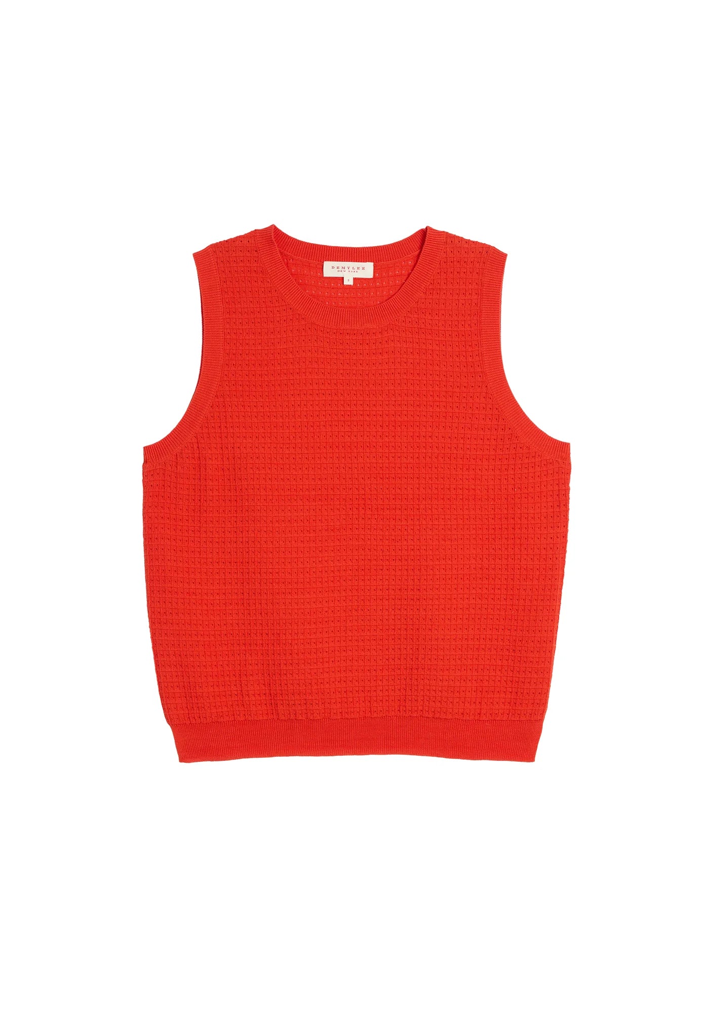 Demylee Issa Waffle Pointelle Cotton Top Poppy