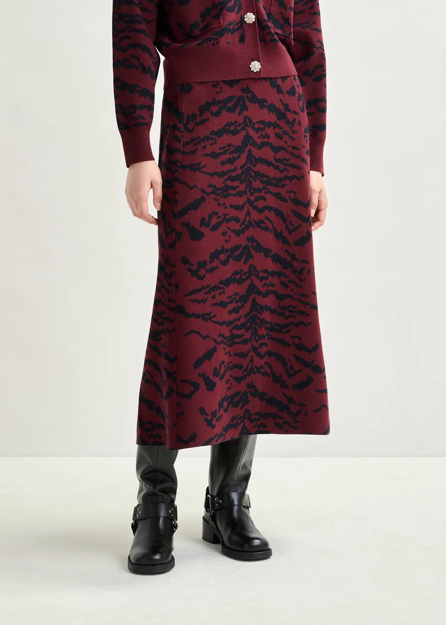 Essentiel Antwerp Italicca Zebra Knitted Skirt Margot Mauve
