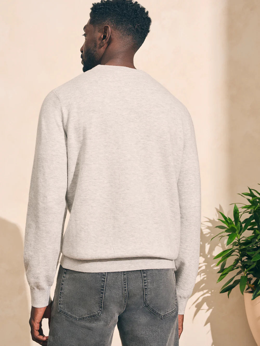 Faherty Jackson Crew Sweater Ivory Ice Heather