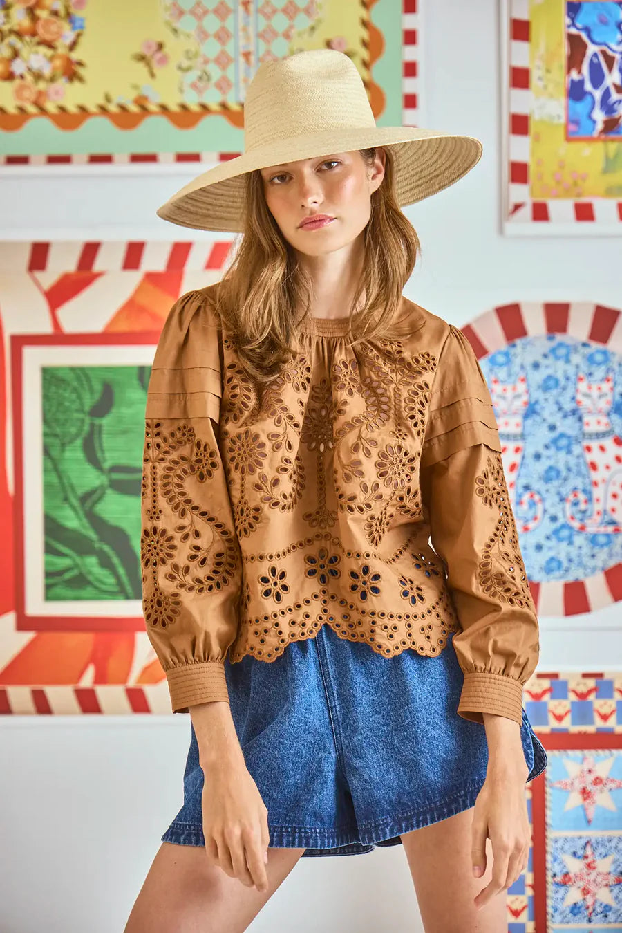 Hunter Bell Jennifer Top Mocha Embroidered Eyelet