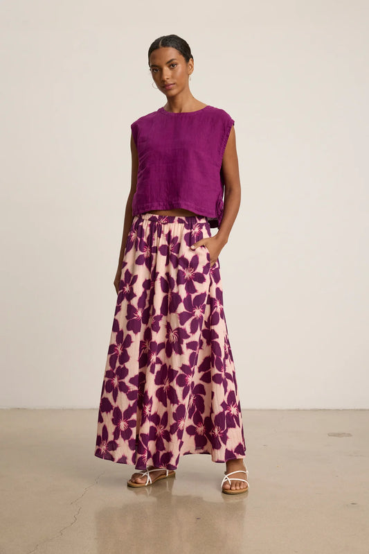 Velvet Jess Print Skirt Berry