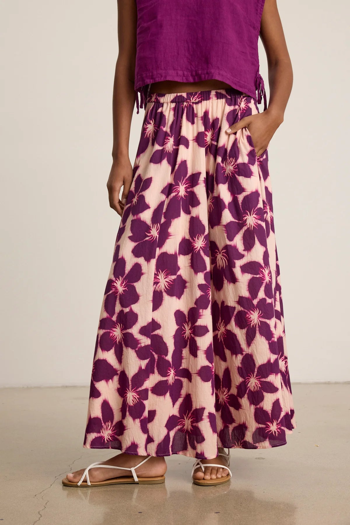Velvet Jess Print Skirt Berry