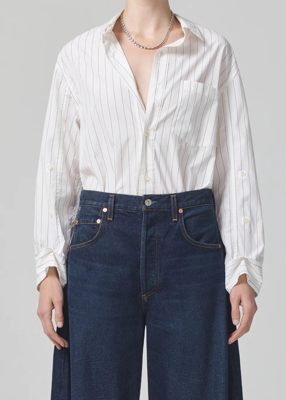 Citizens of Humanity Kayla Shirt Bitter Choc Stripe