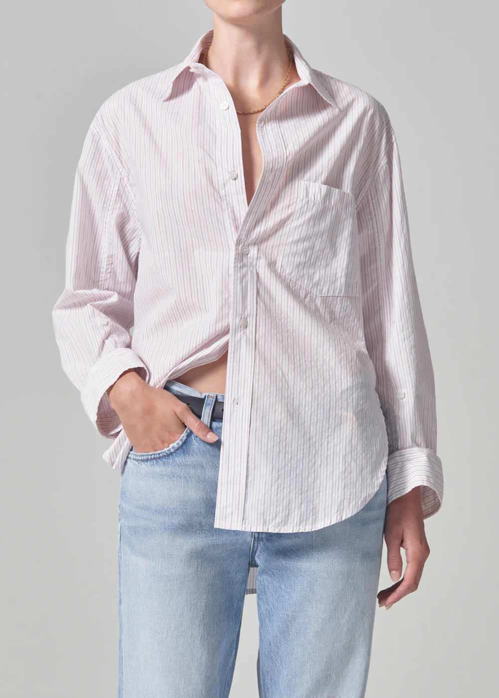 Citizens of Humanity Kayla Shirt in Rasberry Stripe