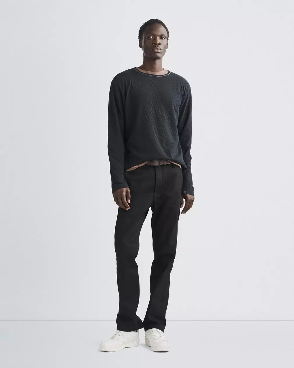 Rag & Bone Kerwin LS Tee in Double Layer Jersey Black Multi