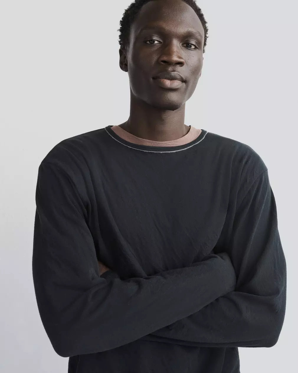 Rag & Bone Kerwin LS Tee in Double Layer Jersey Black Multi