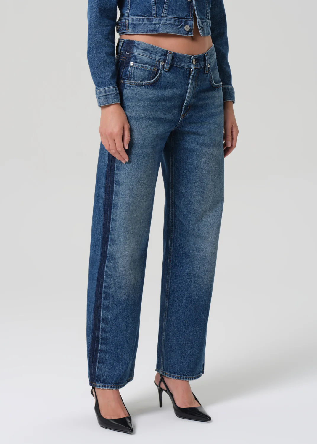 Citizens of Humanity Lindz Low Rise Straight w/ Tuxedo Stripe Liro