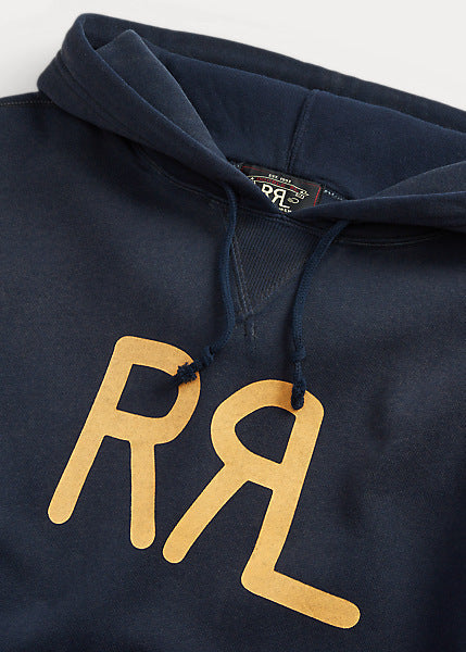 RRL Logo Fleece Hoodie Faded Navy