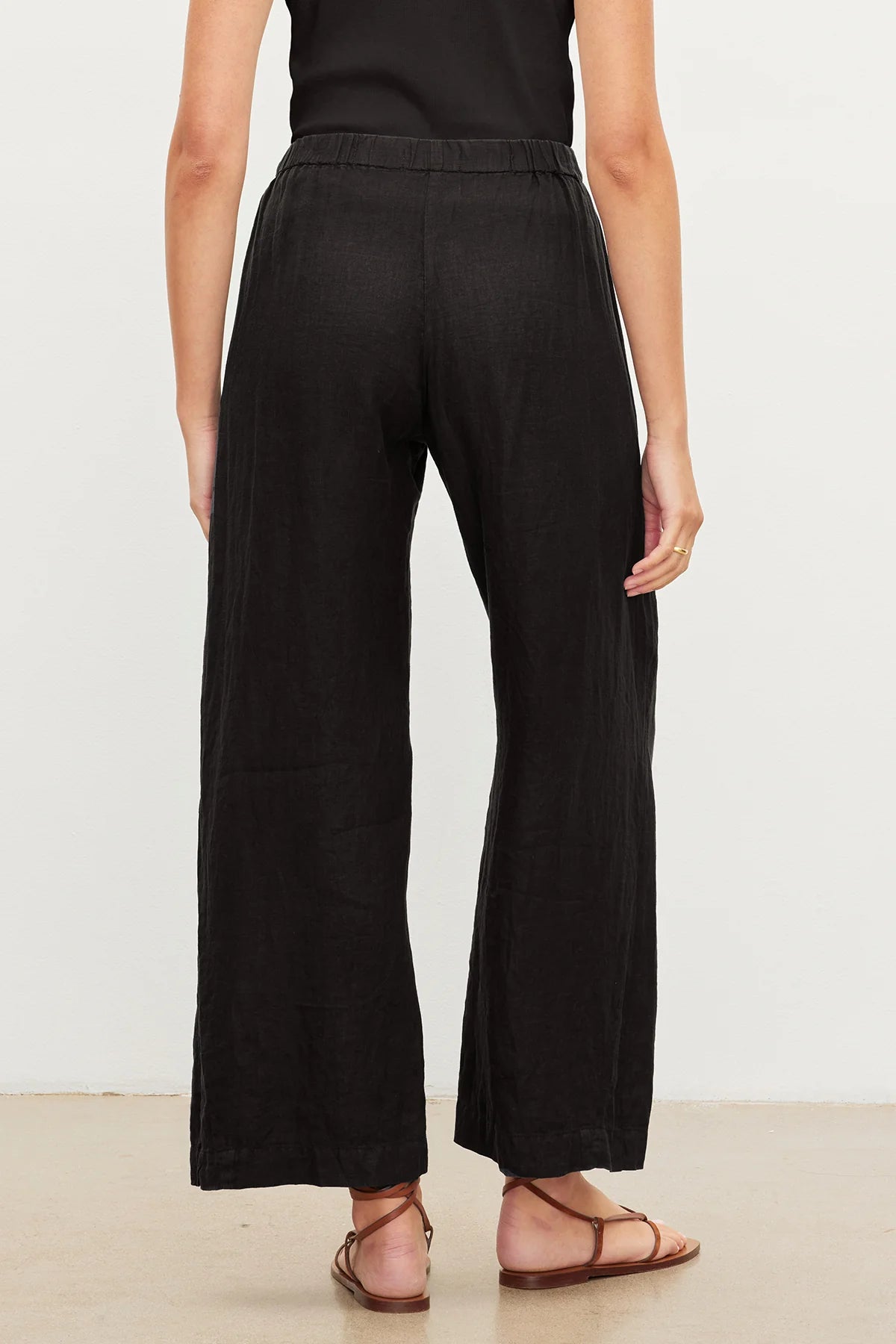 Velvet Lola Pull on Linen Pant Black