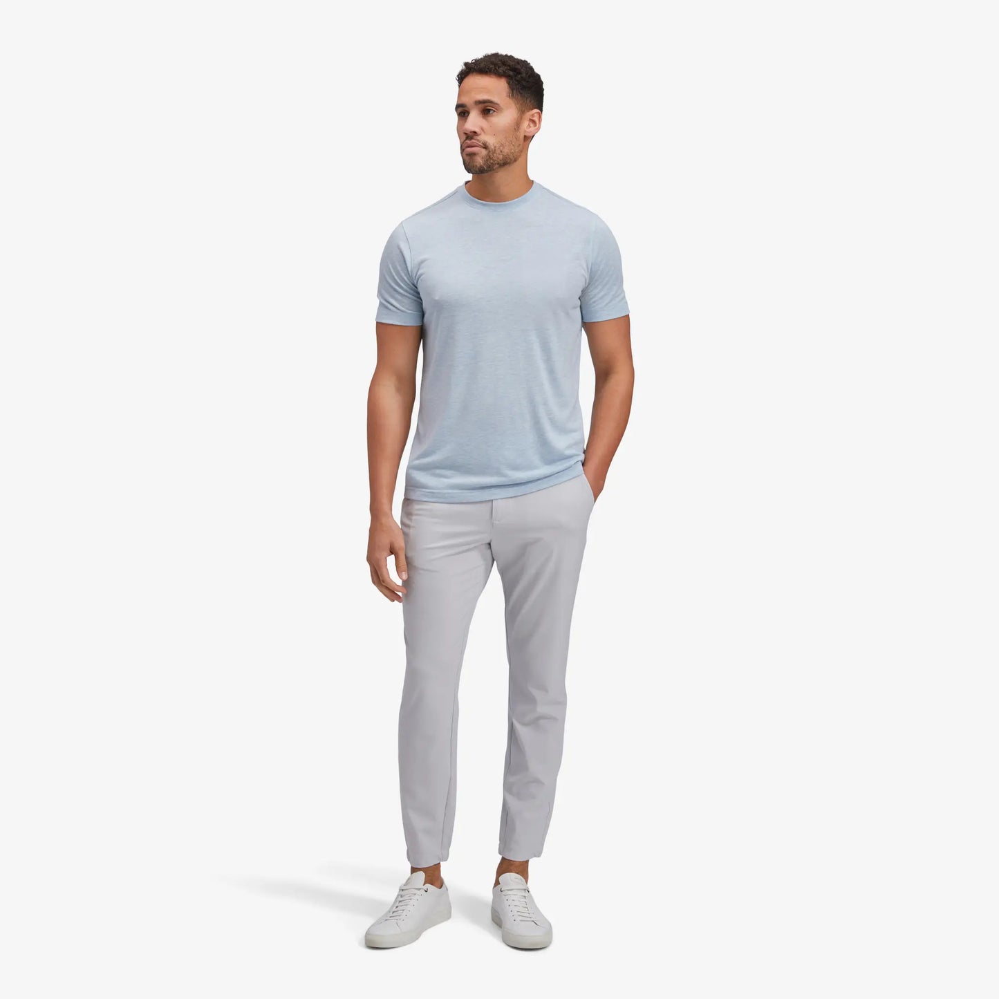 Mizzen + Main Easy Knit SS T Shirt Lt Blue Heather