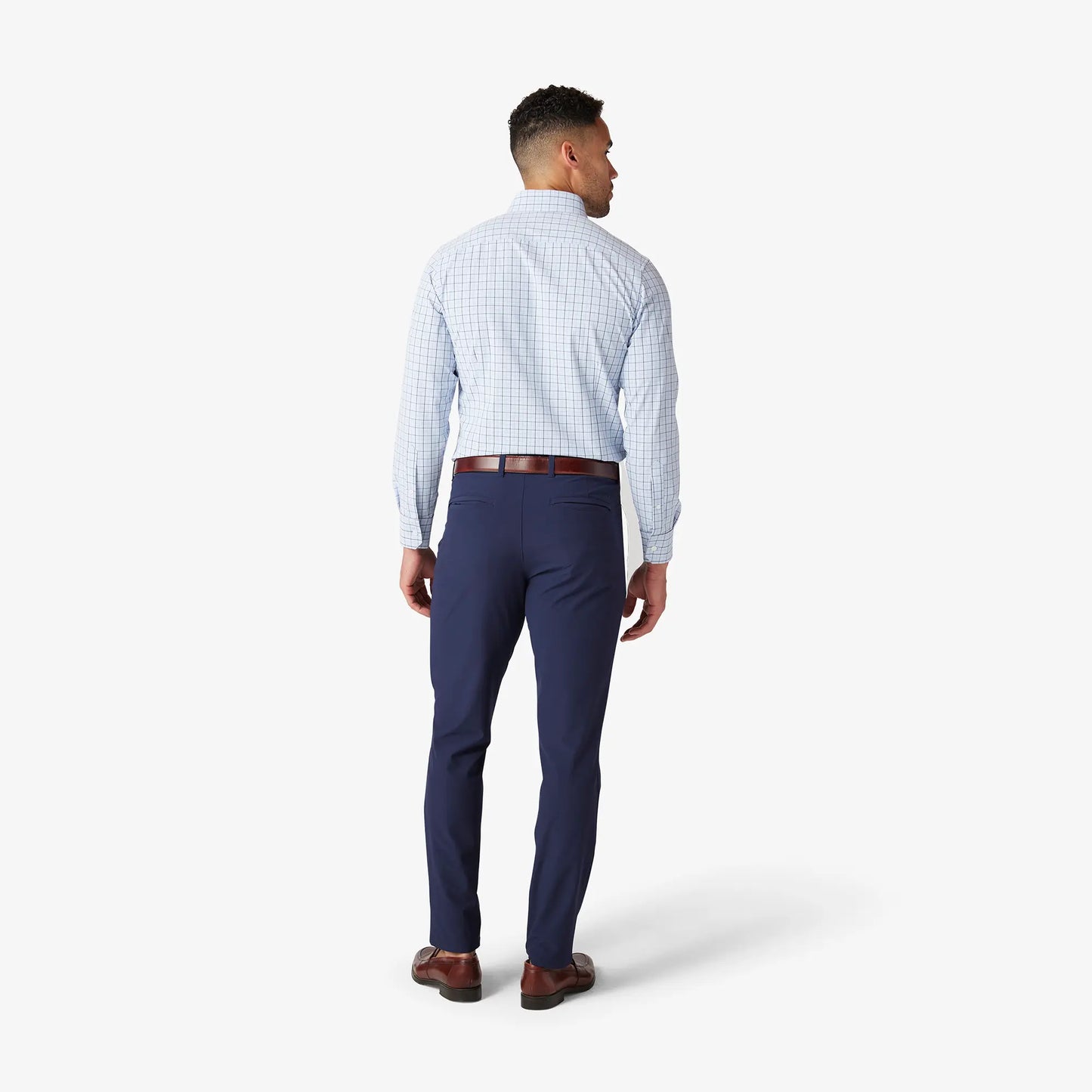 Mizzen + Main Leeward LS Dress Shirt Sky Ludlow Plaid