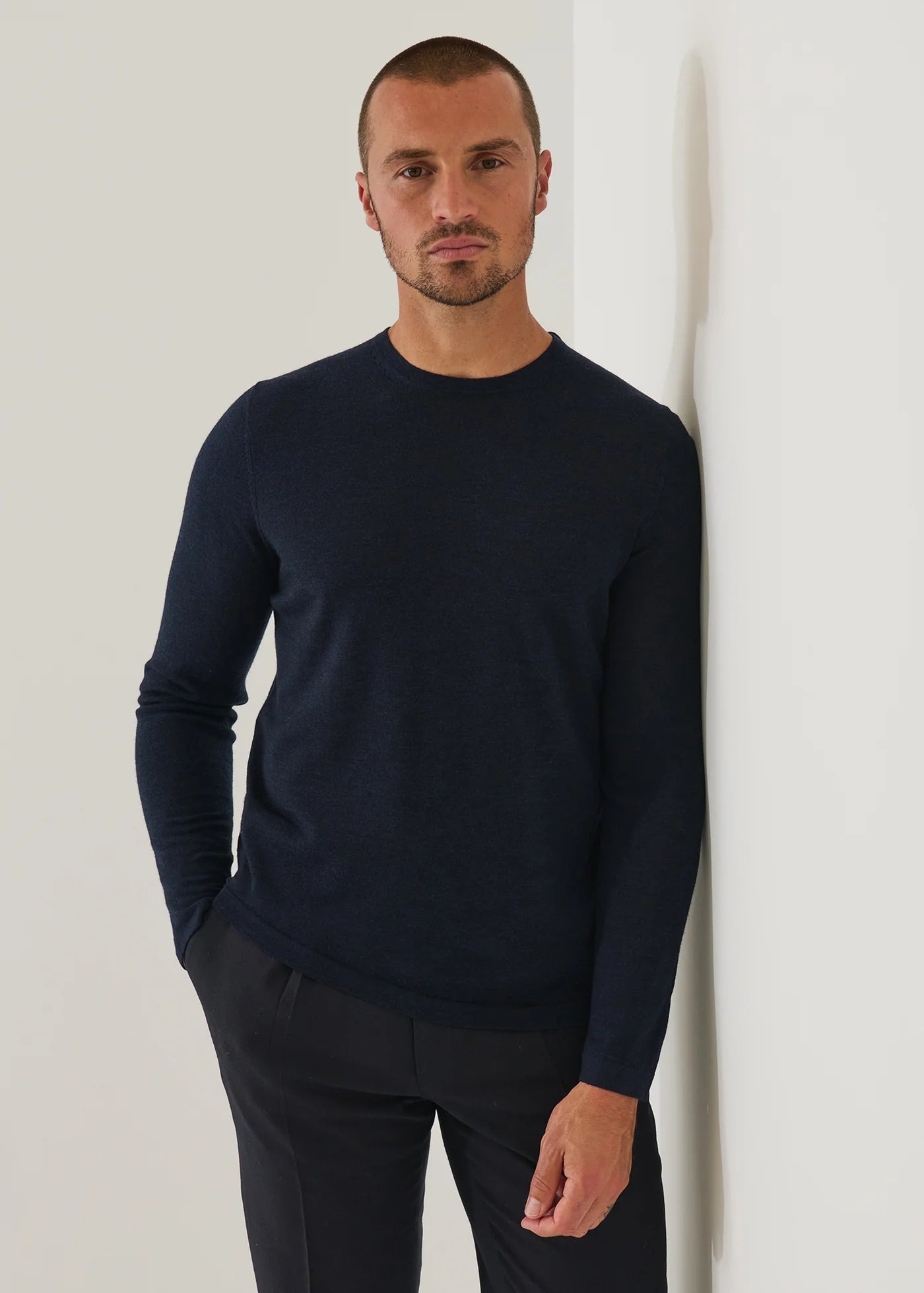 Patrick Assaraf 14GG XFine Merino Crew Mammoth