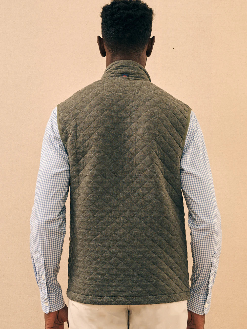 Faherty Epic Quilted Fleece Vest Olive Melange