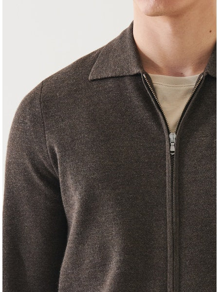Patrick Assaraf Half Milano Full Zip Shirt Mahogany