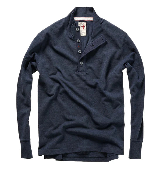 Relwen Pique Button Mock Navy