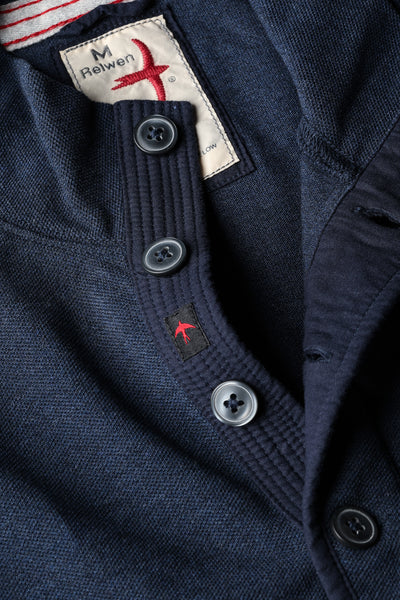 Relwen Pique Button Mock Navy