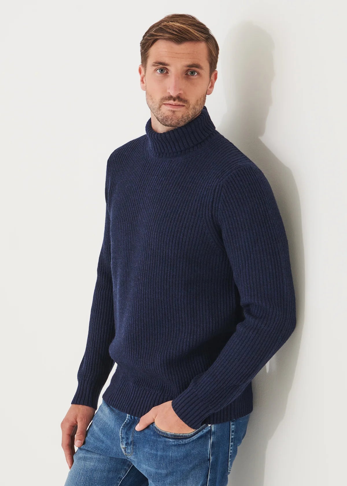 Patrick Assaraf Xfine Merino Rib Turtleneck Navy
