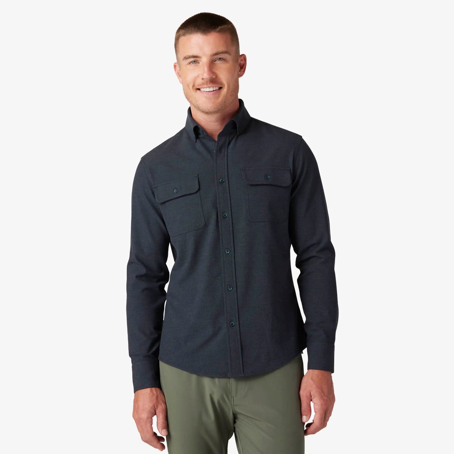 Mizzen + Main LS City Flannel Navy Heather