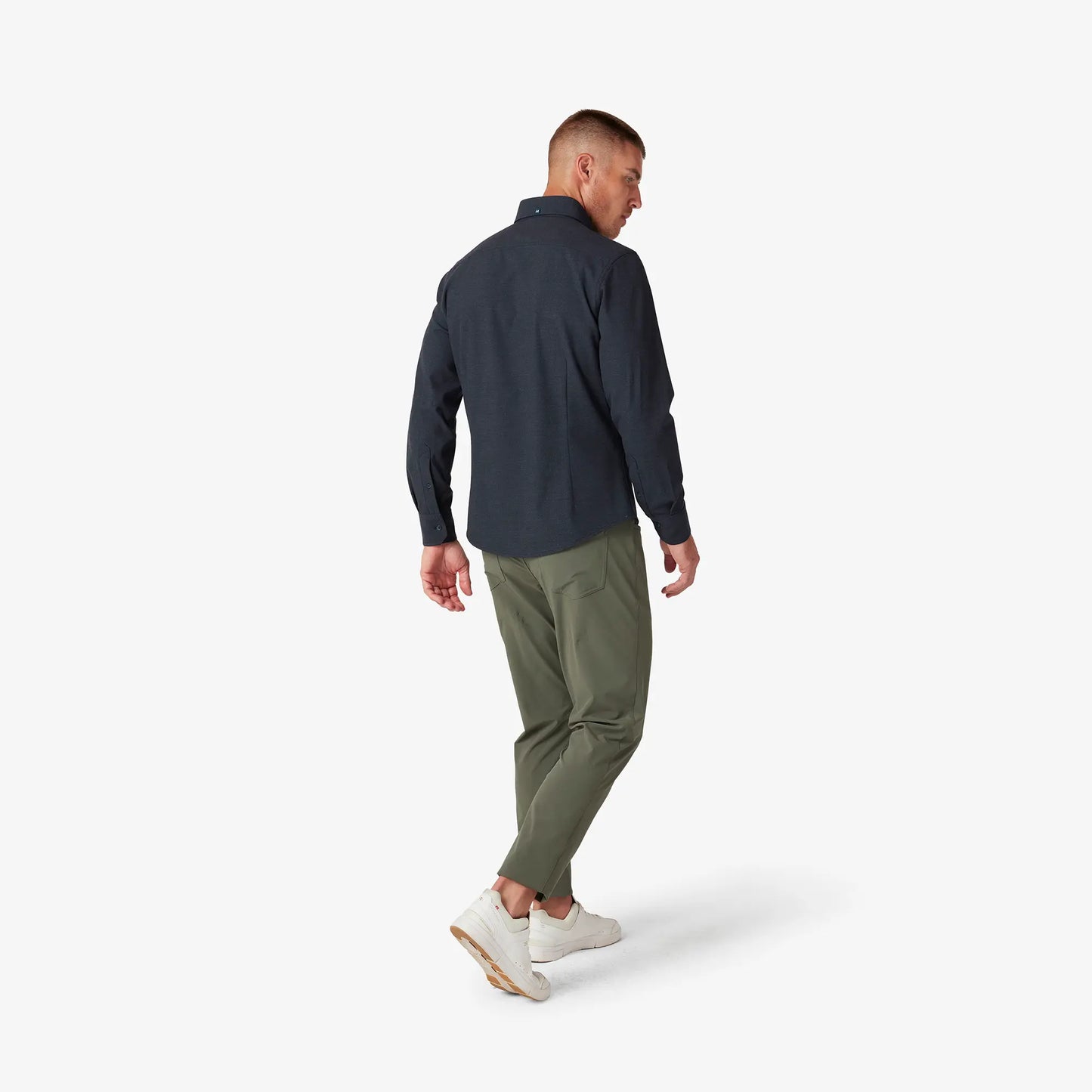 Mizzen + Main LS City Flannel Navy Heather