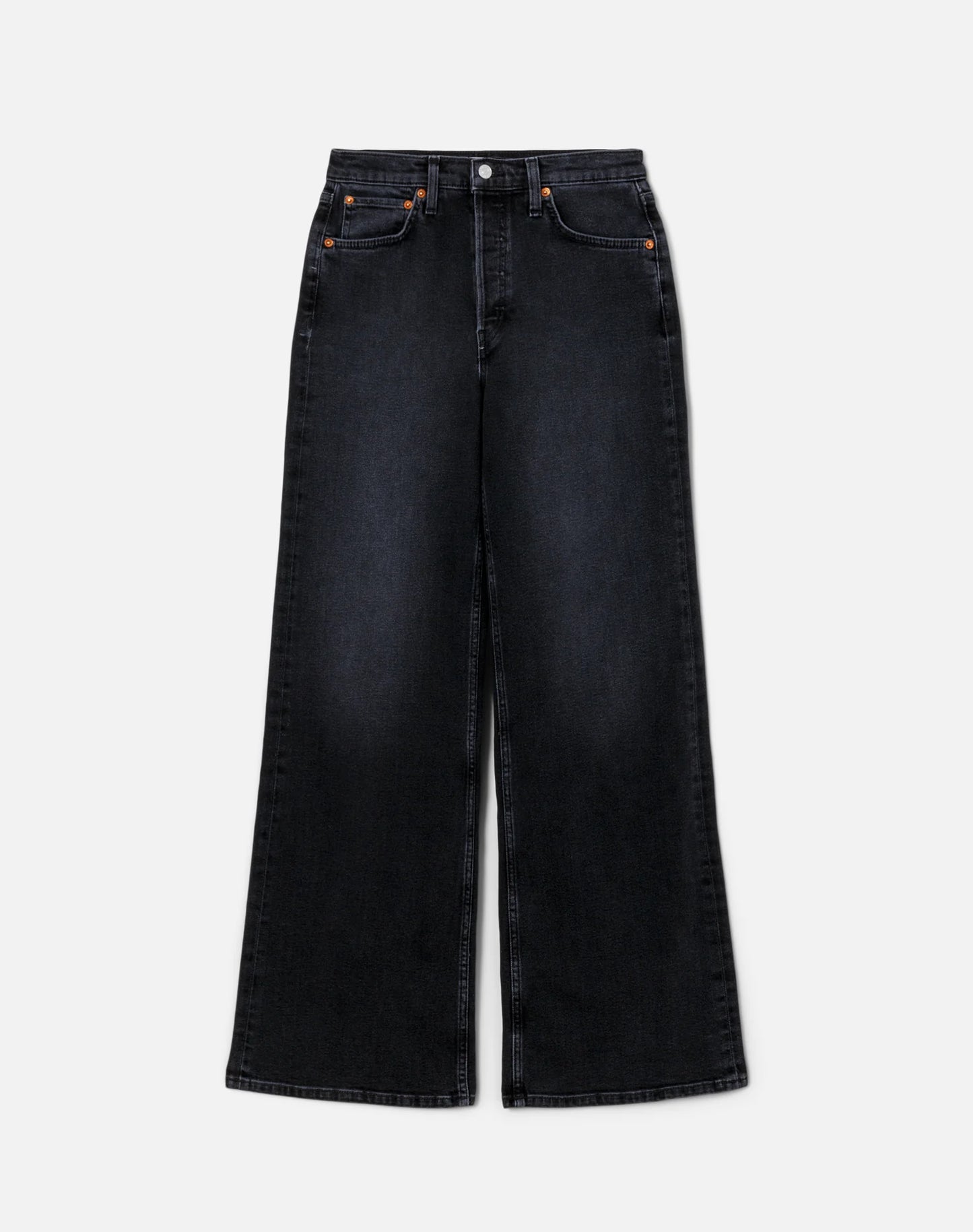 Re/Done High Rise Wide Leg Washed Noir