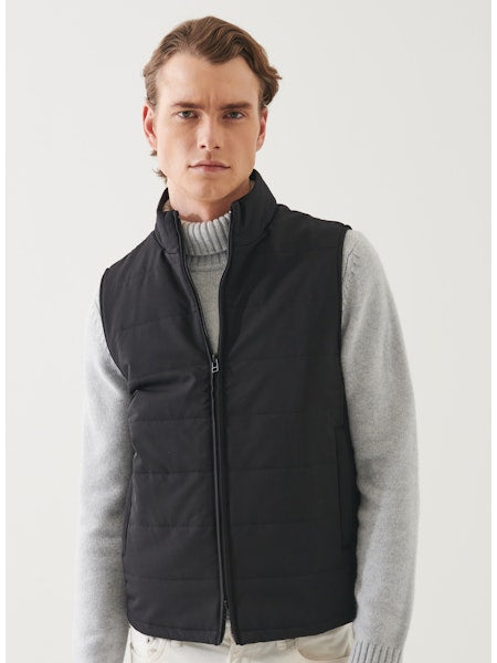 Patrick Assaraf Nucleo Quilted Mixed Media Vest Black