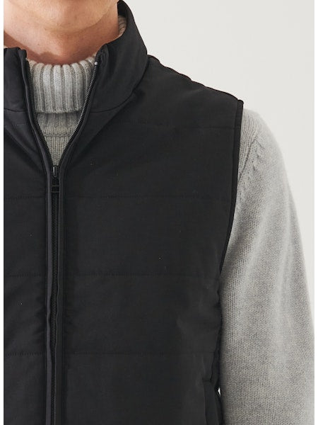 Patrick Assaraf Nucleo Quilted Mixed Media Vest Black